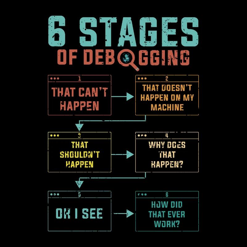 Programmierer 6 Stages of debugging