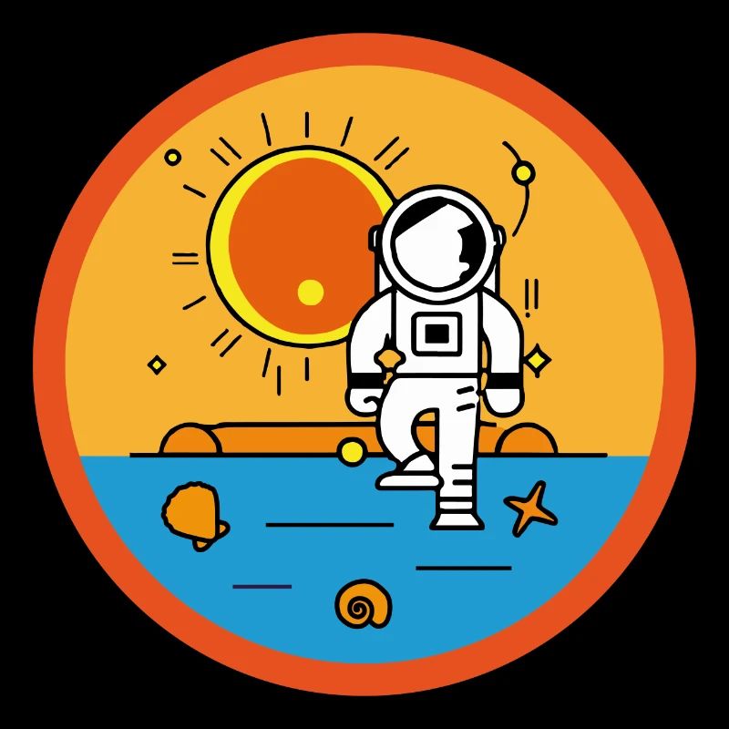 Astronaut am Strand in der Sonne