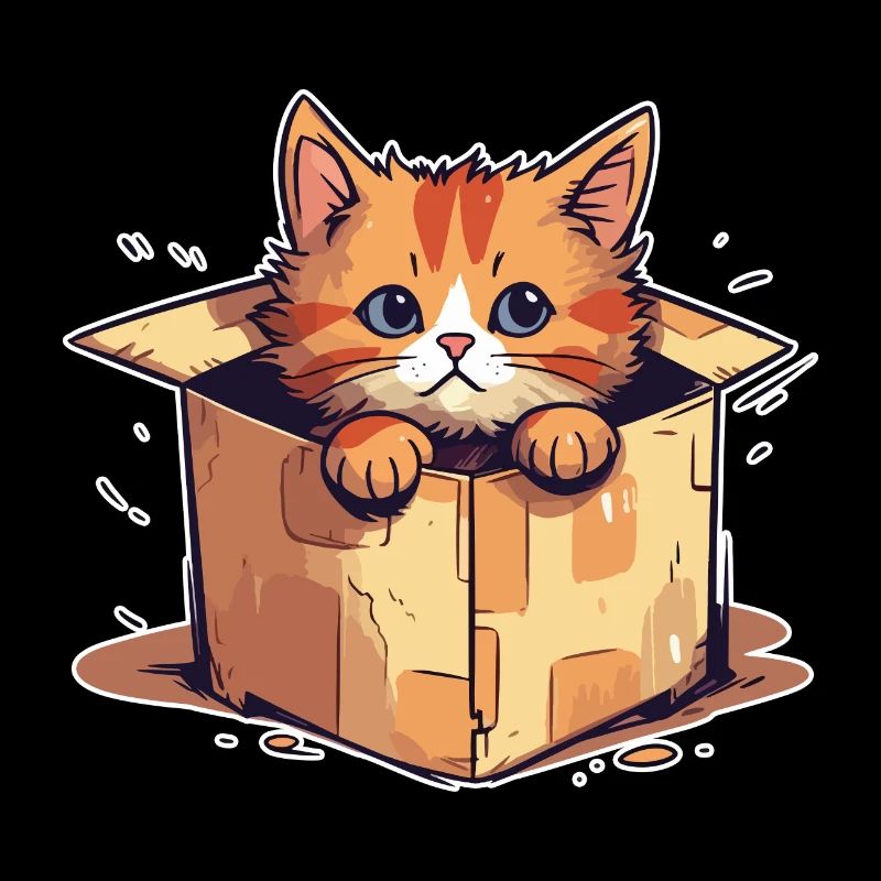 Katze Sitzt Im Karton Paket Lustig Humor Typisch