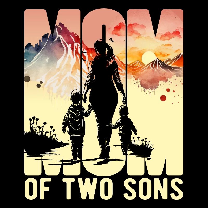 Mutter mit zwei Söhnen Muttertag Berge Mama Kind