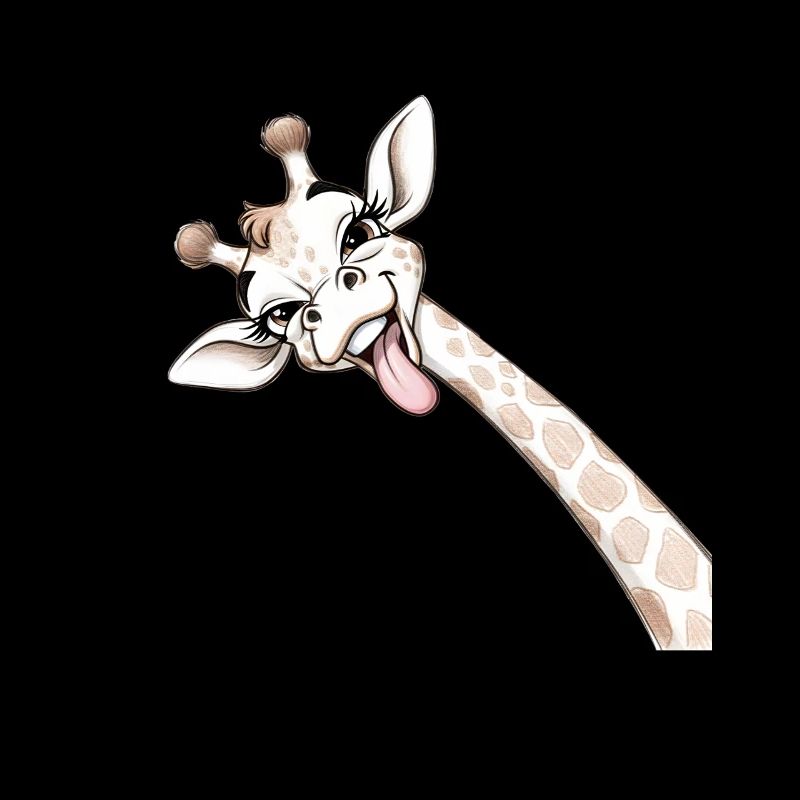 Girafe Joyeuse Langue Déployée