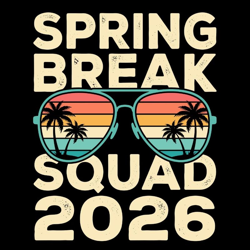 Spring Break Squad 2026 Design rétro de palmiers