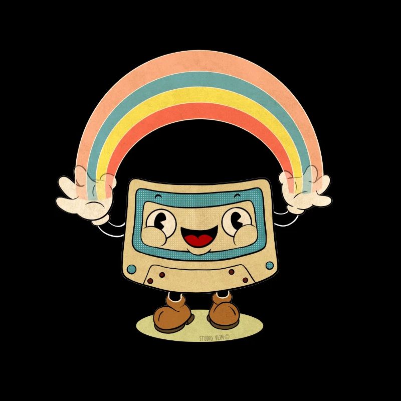 Vintage Kassette mit Regenbogen