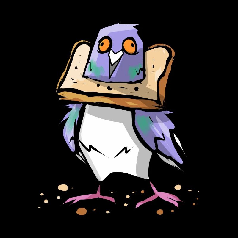 Funny dove with bread - doves whisperer bird