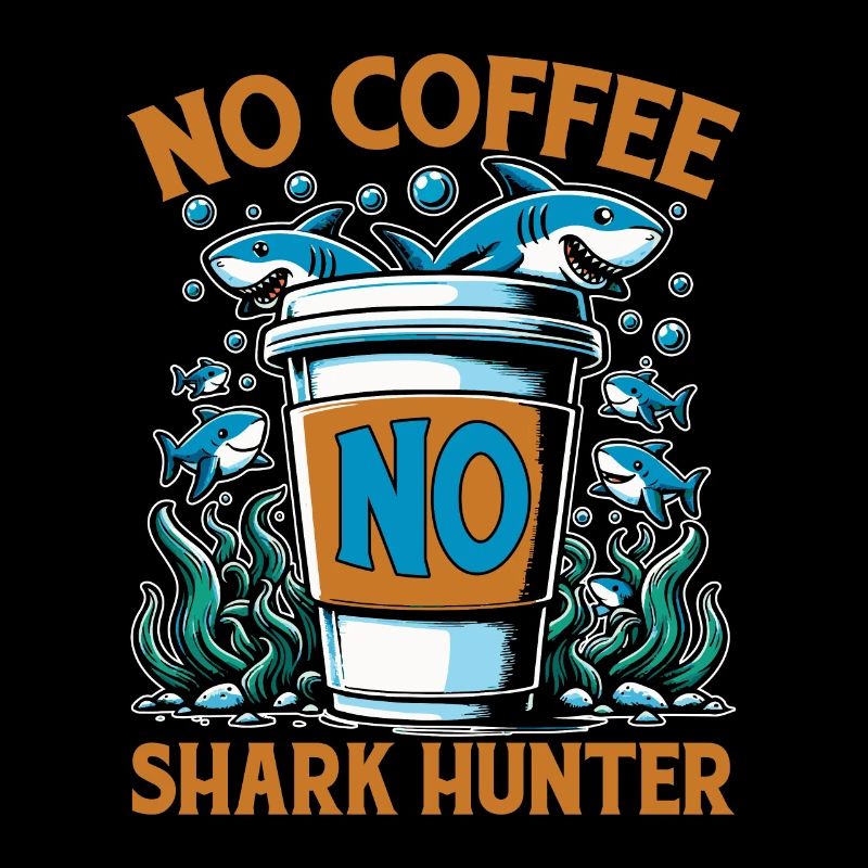 Chasse aux requins Pas de café Pas de nageur Amateur de café