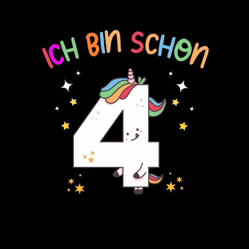 bin schon 4 - 4. Geburtstag Junge Mädchen einhorn