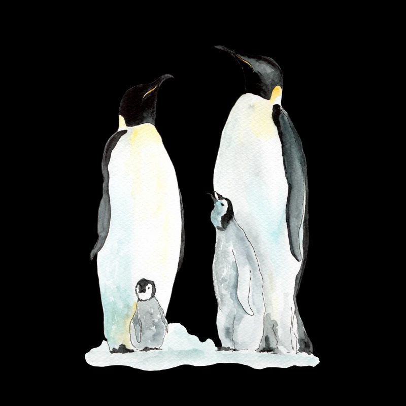 Pinguin Familie zwei Kinder