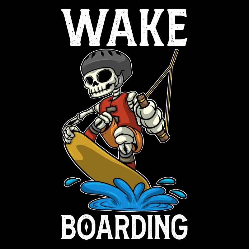 Wakeboarder Skeleton sur le wakeboard