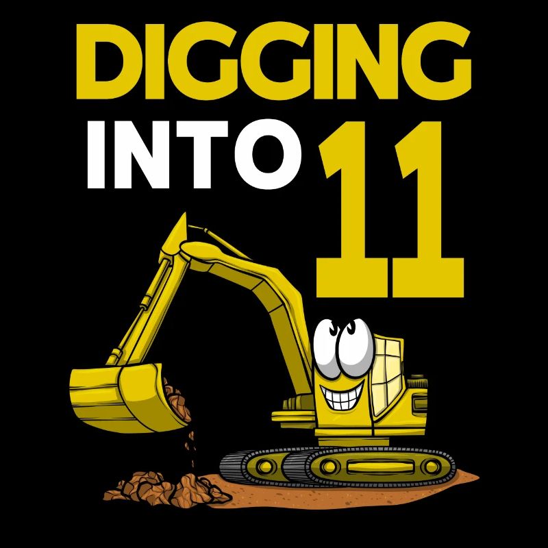 Excavator Driver Digging Into 11 Birthday