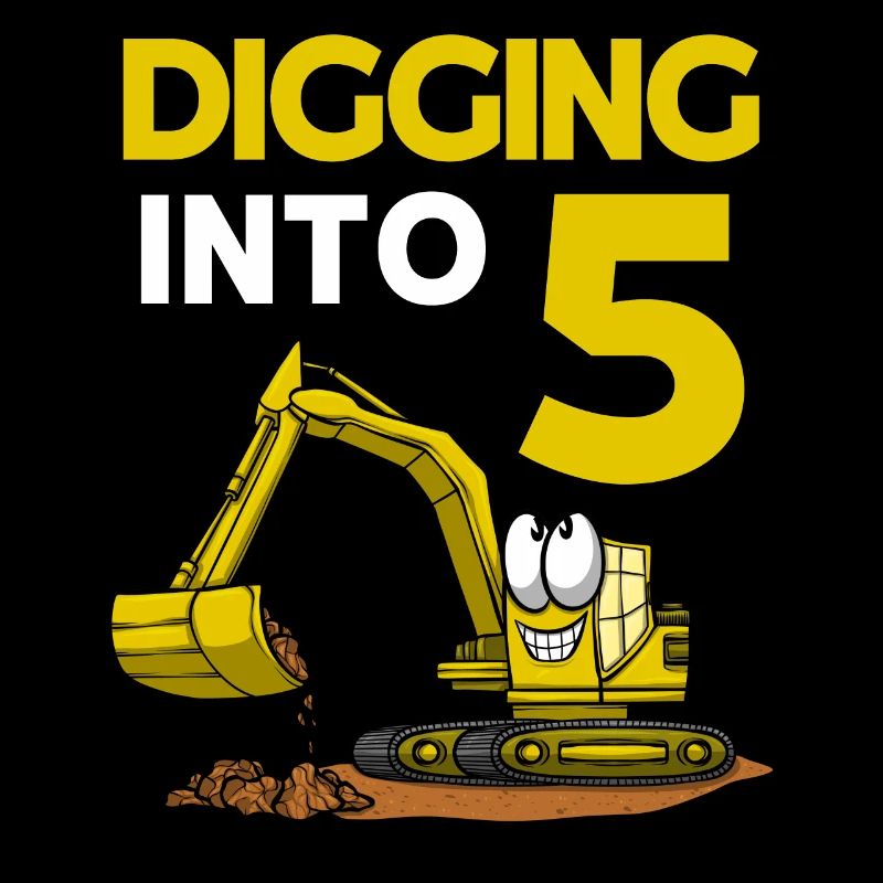 Excavator Driver Digging Into 5 Birthday Excavator