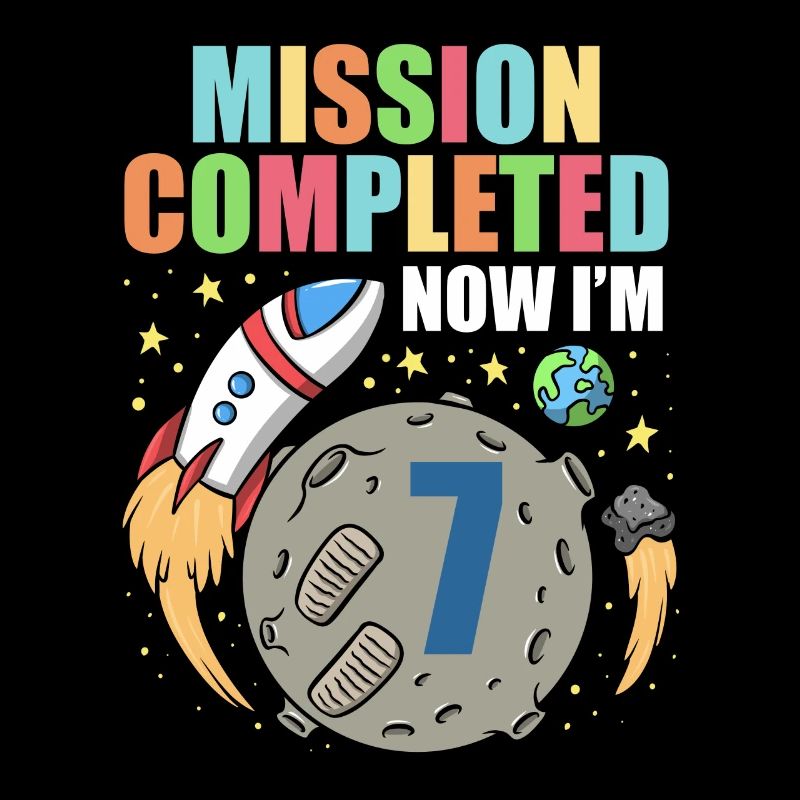 Space Birthday 7 Astronaut Planets Rocket Ship