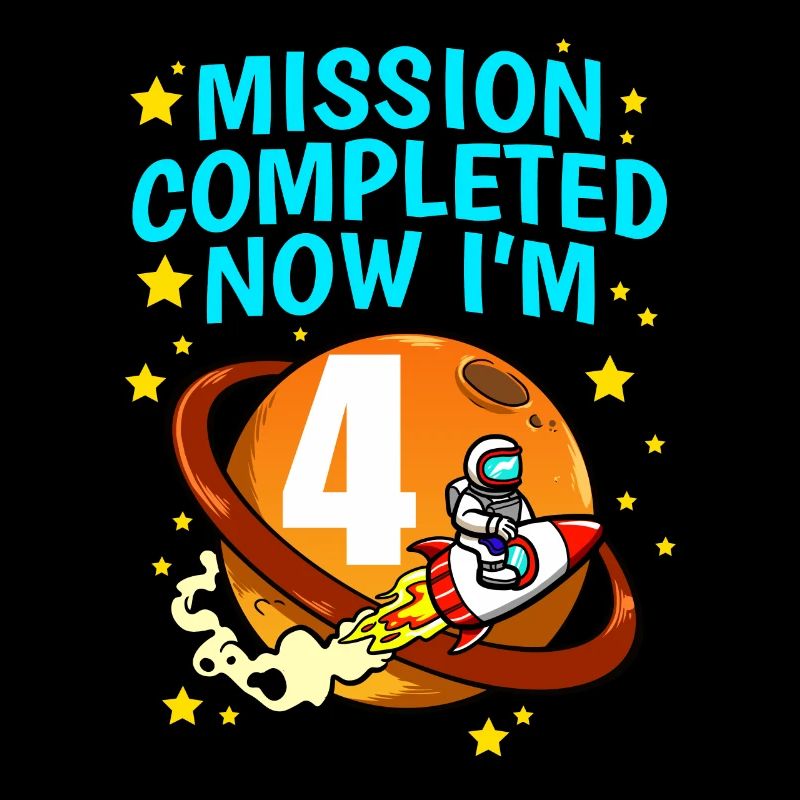 Space Birthday 4 Astronaut Planets Rocket Ship