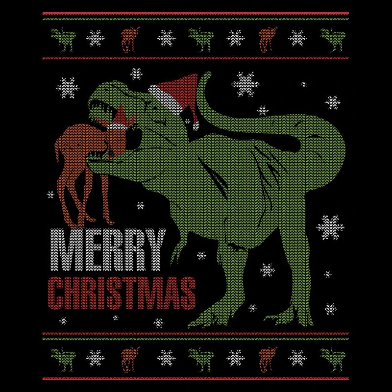 Pull de Noël laid dinosaure affamé
