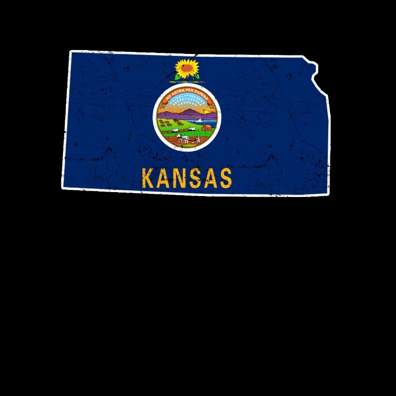 Land Map America US State Distressed Kansas