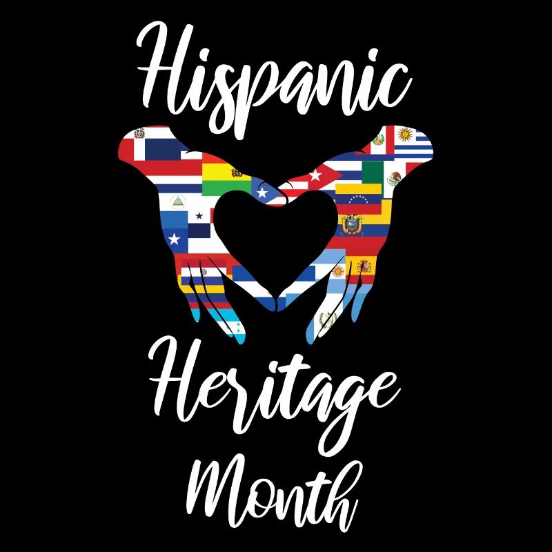Flags Hand Heart Hispanic Heritage Month