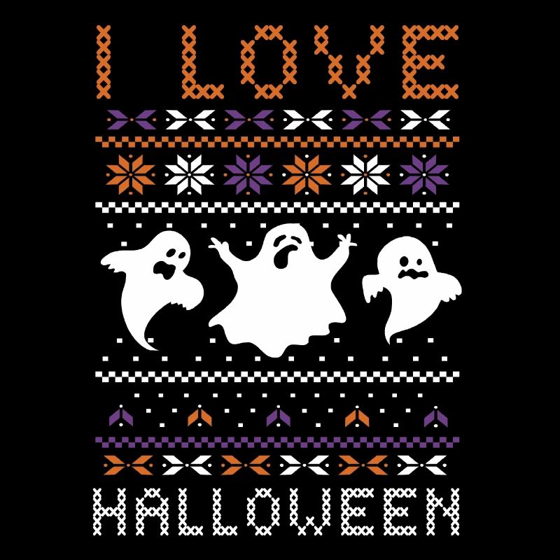 Stitch Pattern Ghost Creatures Love Halloween