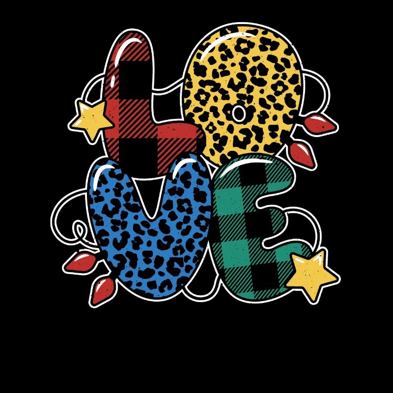 Plaid Pattern Leopard Pattern Love Christmas
