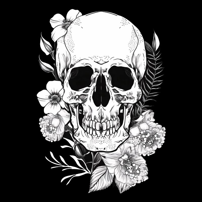 Crâne avec fleurs Art