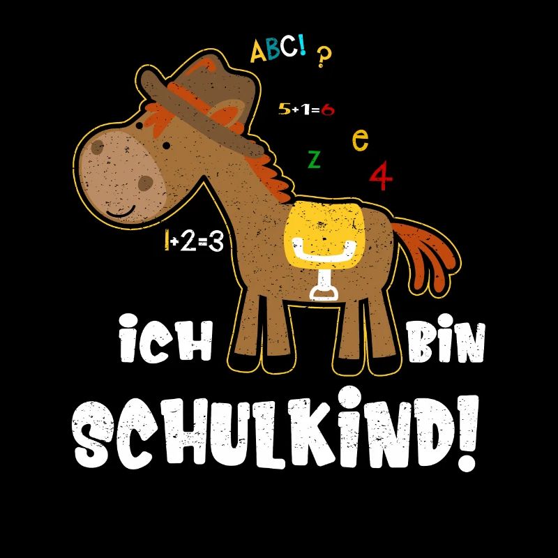 Ich bin Schulkind Einschulung Spruch mit Pferd