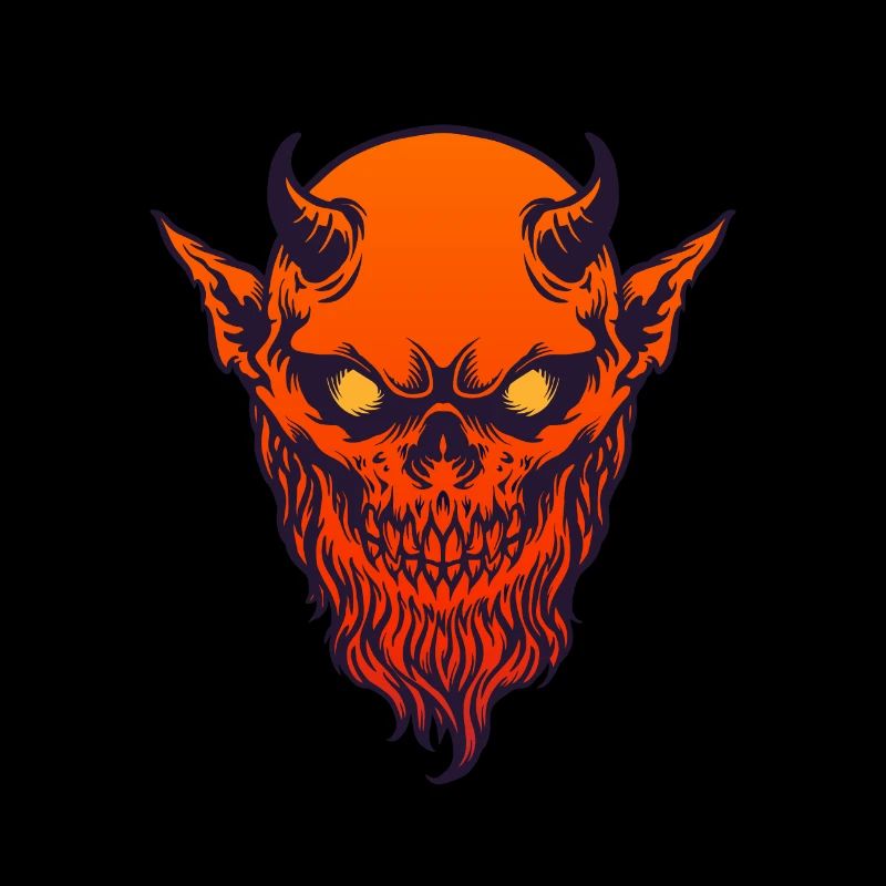 Devil Demon Red with Horn and Beard