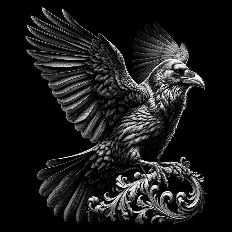 Corbeau noir dans le style réaliste