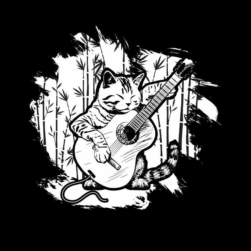 Chat jouant des instruments de guitare acoustique cool