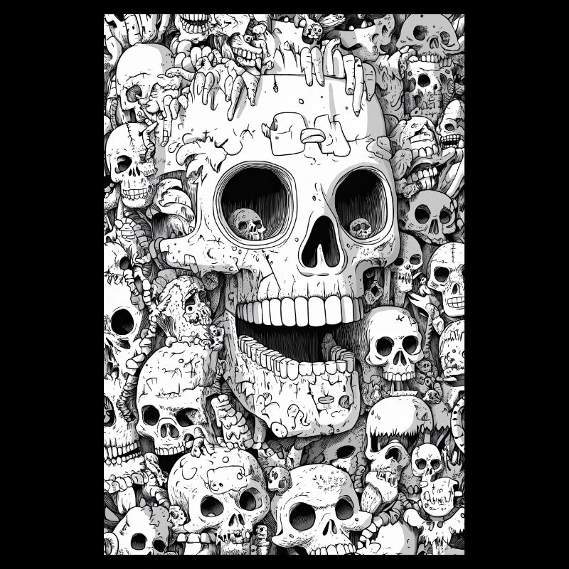 Skeleton shell in black and white
