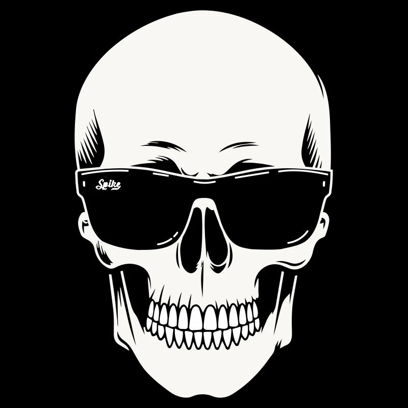 Skeleton with sunglasses in black and white vector
