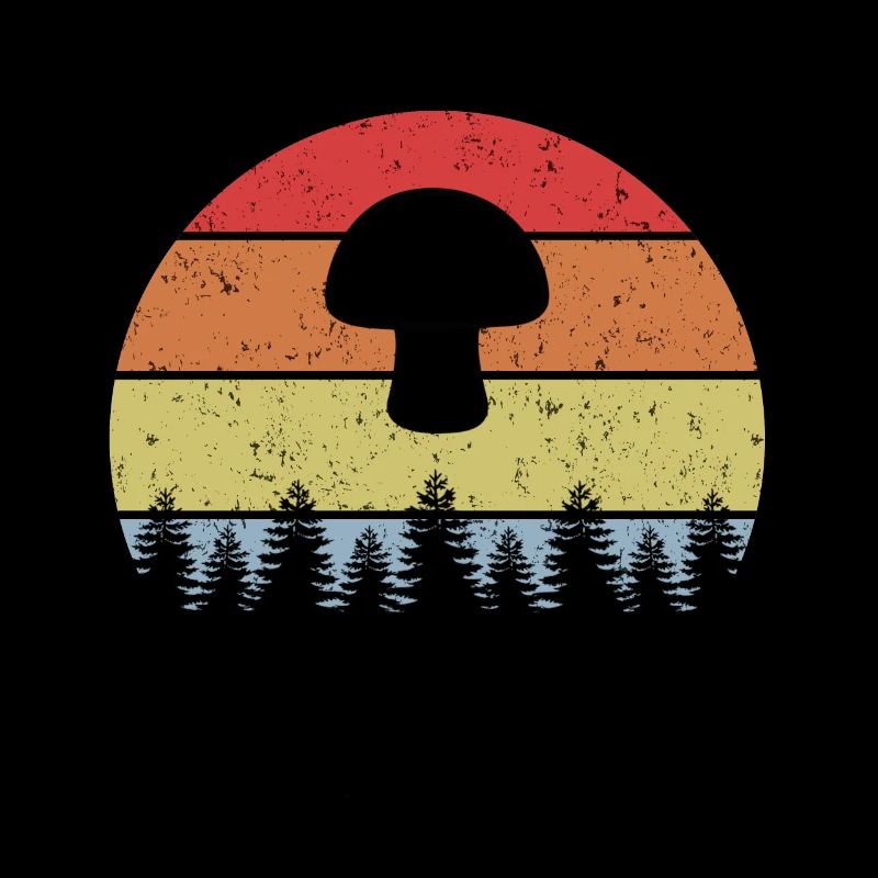 Champignons Cueeil champignons Recherche de champignon Rétro Vintage Design