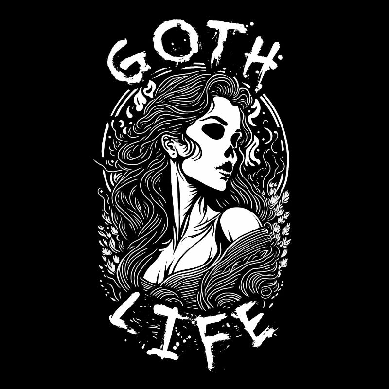 Gothic Porträt eines Mädchens mit Totenkopf
