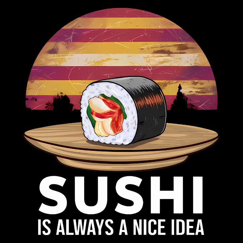 Sushi sur un coucher de soleil rétro