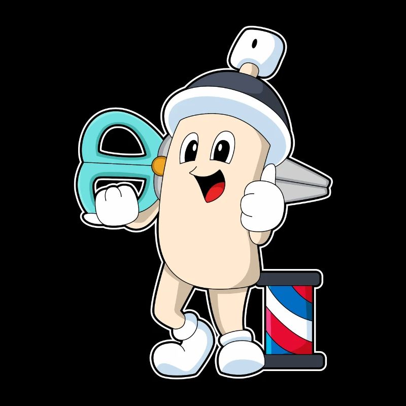 Laque de coiffure comme coiffeur avec des ciseaux