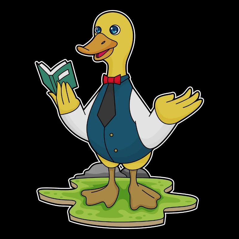 Ente als Lehrer mit Buch