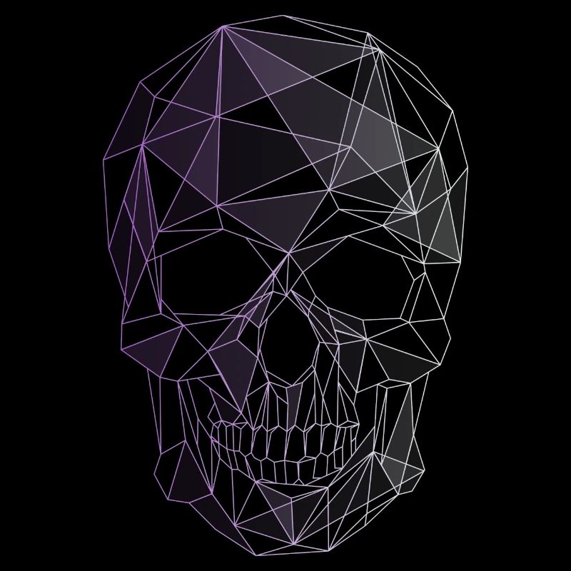 skull purple gothic aesthetic wave low poly