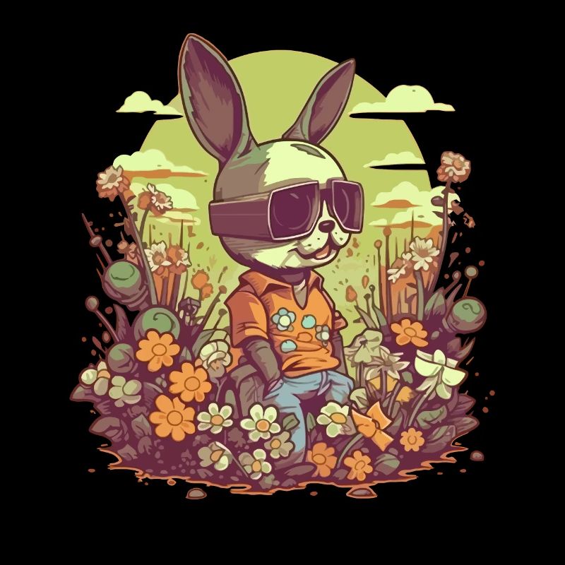 Lapin de Pâques cool coloré