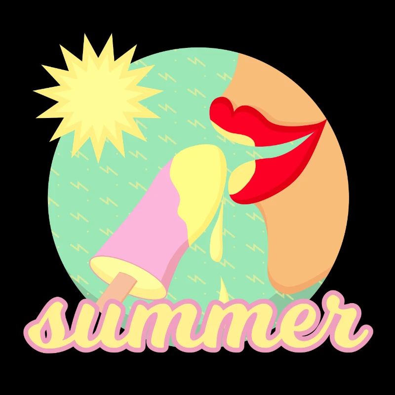 Sommer, Sonne, Eis - rote Lippen essen ein Eis