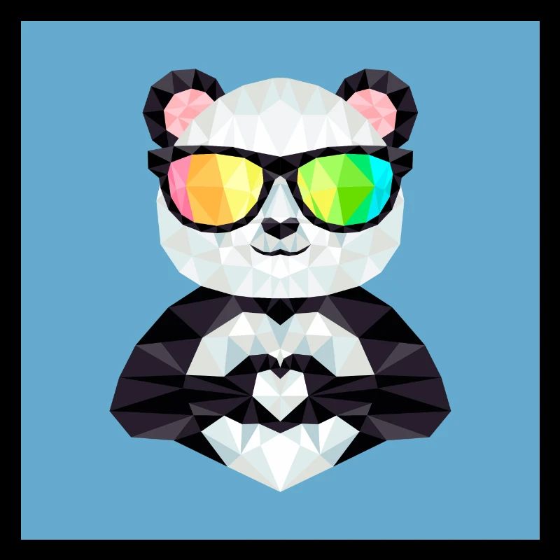 Panda With Rainbow Sunglasses Low Poly Style