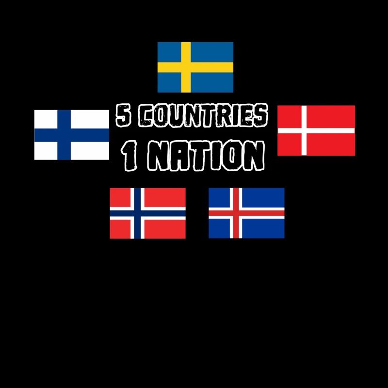5 countries 1 nation Scandinavia flags gift