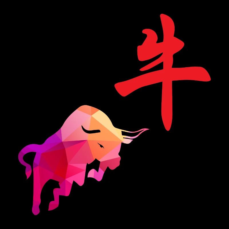 Chinesische Sternzeichen Büffel Low Poly Art