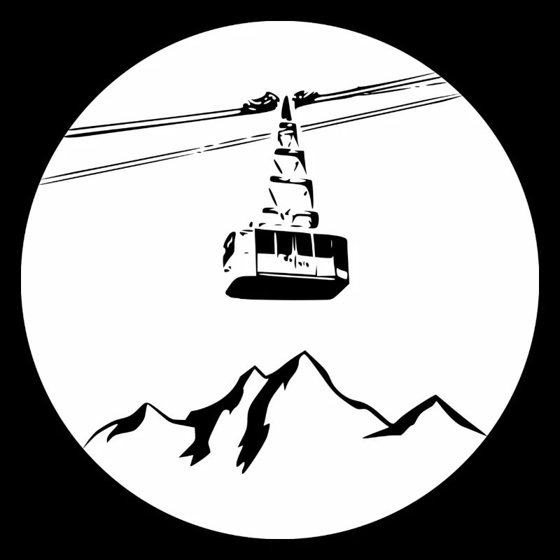 Berg mit Gondel schwarz