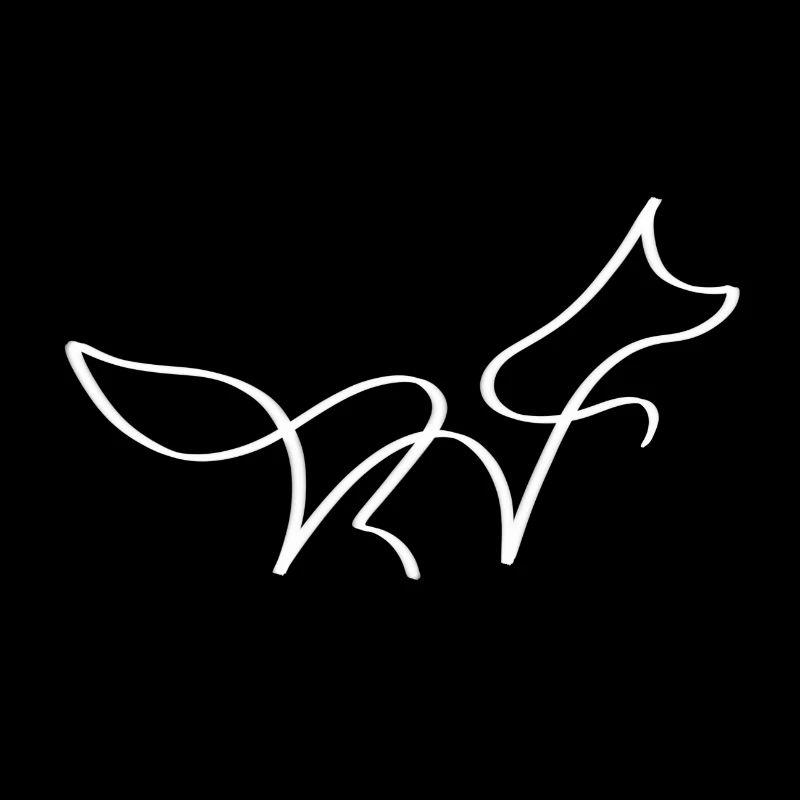 One line fox white