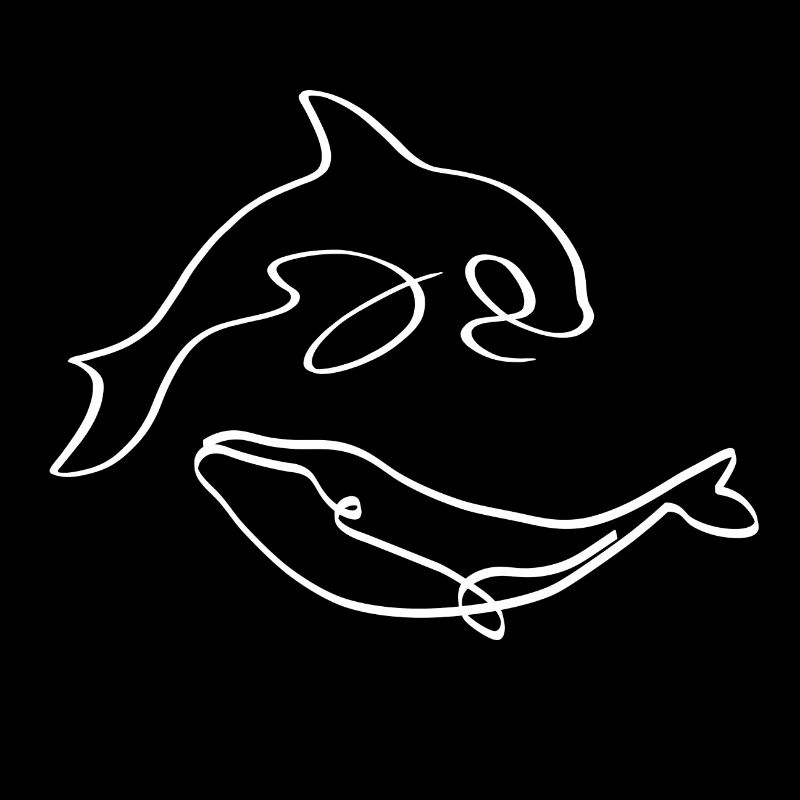 2 baleines One Line blanches