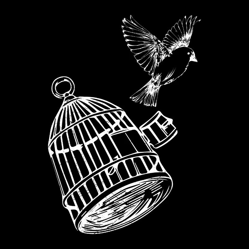 Oiseau hors idée de cadeau de conception de tatouage de cage