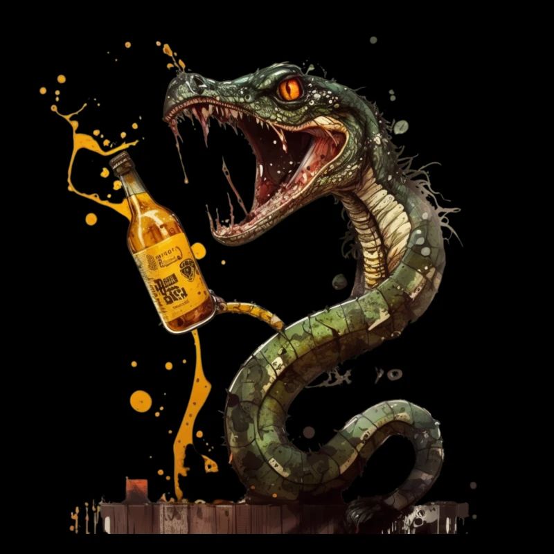 Serpent dangereusement cool avec de la bière