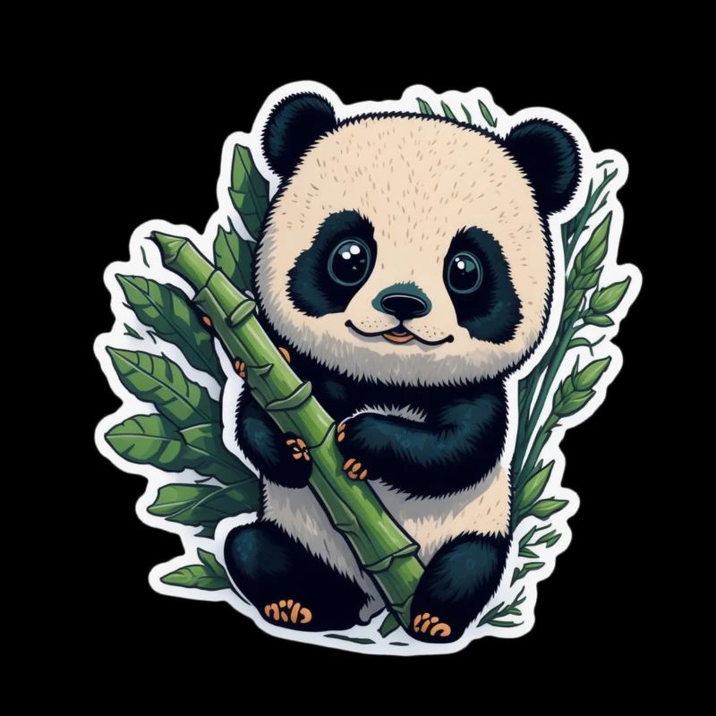 Panda mignon avec bambou