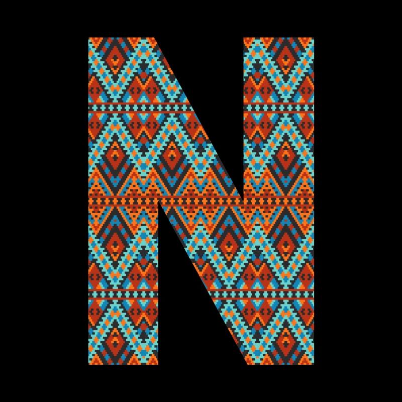 Buchstabe N- Boho-Design, buntes Monogramm