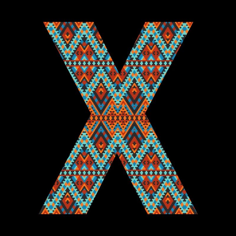 Buchstabe X- Boho-Design, buntes Monogramm