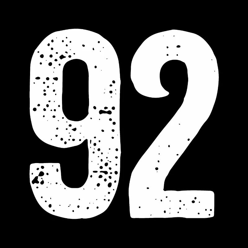 92 Numbers White