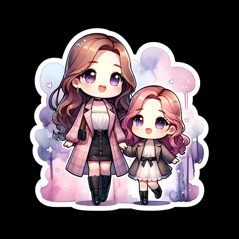 Mutter und Tochter mit passenden Outfits