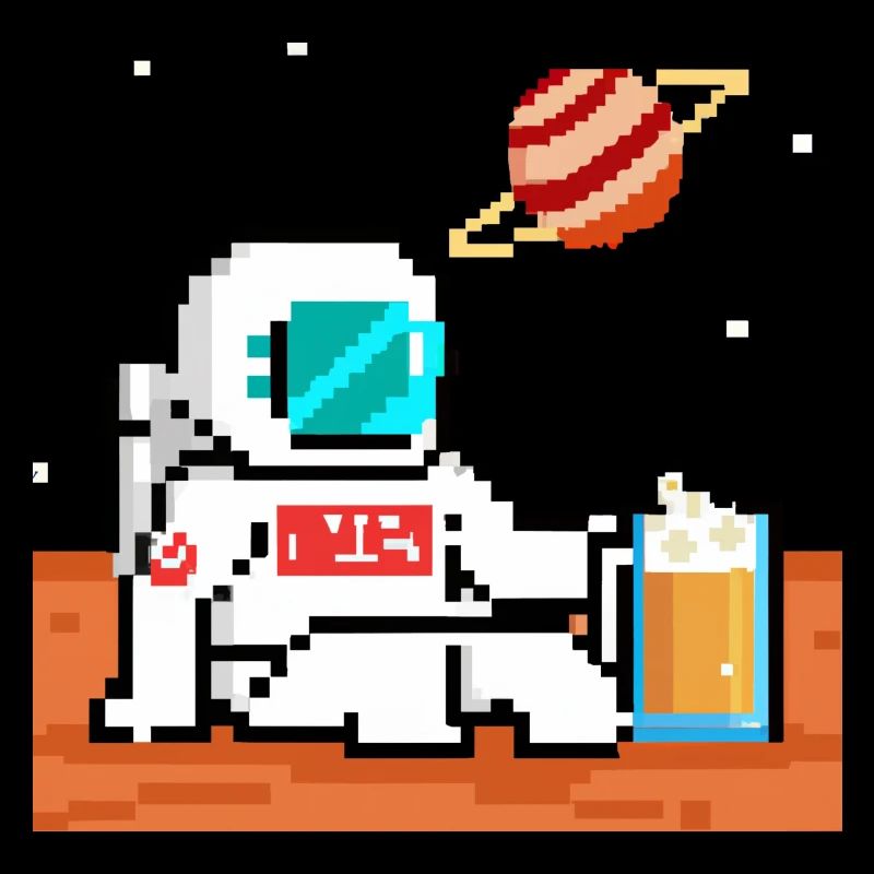 Astronaut drinking beer